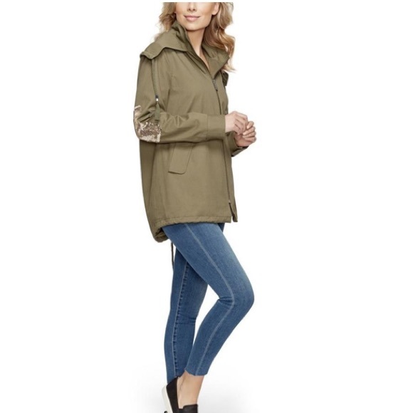 Sam Edelman Elbow Sequin Olive Hoodie 